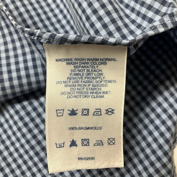 Lands End Blue Check Gingham Long Sleeve Button Up Shirt Size 17.5 -  36 TALL - Picture 10 of 10